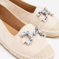 Damskie espadryle z biżuteryjną ozdobą jasny beż 100-DP-208-9