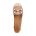 Damskie espadryle z biżuteryjną ozdobą beżowo - różowe 100-DP-208-P
