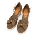 Damskie espadryle z kokardą z przodu khaki 98-DP-500-Z