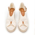 Damskie espadryle z kokardą z przodu kremowe 98-DP-500-9