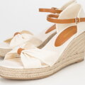 Damskie espadryle z kokardą z przodu kremowe 98-DP-500-9