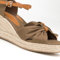 Damskie espadryle z kokardą z przodu khaki 98-DP-500-Z