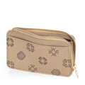 Damskie etui na karty z imitacji skóry beżowe 101-1Y-P12-9