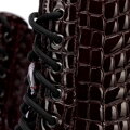 Damskie glany z lakierowanej skóry croco bordowe 101-D-970-3
