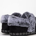 Damskie kapcie z futerkiem czarne 99-DP-800-1