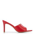 Damskie klapki ze skóry na obcasie czerwone 100-D-511-3