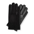 Męskie rękawiczki skórzane w delikatne paski czarne 39-6L-039-1