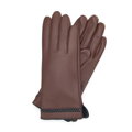 Damskie rękawiczki skórzane z obszyciem w kłos brązowe 39-6A-011-5