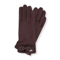 Damskie rękawiczki z dekoracyjnym akcentem ciemny brąz 39-6P-058-4