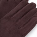 Damskie rękawiczki z dekoracyjnym akcentem ciemny brąz 39-6P-058-4