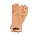 Damskie rękawiczki z małą kokardą jasny brąz 39-6P-048-5
