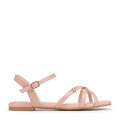 Damskie sandały ze skóry z paseczkami zgaszony róż 98-D-971-P