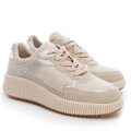 Damskie sneakersy na grubej platformie beżowe 99-DP-402-8