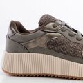Damskie sneakersy na grubej platformie szaro - brązowe 99-DP-402-9