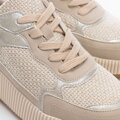 Damskie sneakersy na grubej platformie beżowe 99-DP-402-8