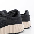 Damskie sneakersy na grubej platformie czarne 99-DP-402-1