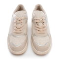 Damskie sneakersy na grubej platformie beżowe 99-DP-402-8