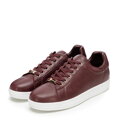 Damskie sneakersy skórzane na platformie bordowe 101-D-972-3