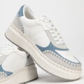 Damskie sneakersy z ekoskóry i skóry zamszowej niebieskie 100-DP-404-7
