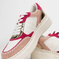 Damskie sneakersy z ekoskóry i skóry zamszowej różowe 100-DP-404-P