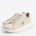 Damskie sneakersy z naturalnej skóry beżowe 100-D-101-9