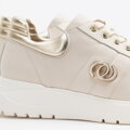Damskie sneakersy z naturalnej skóry beżowe 100-D-101-9