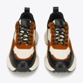 Damskie sneakersy z połyskującą wstawką brązowo-kremowe 96-D-952-5