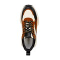 Damskie sneakersy z połyskującą wstawką brązowo-kremowe 96-D-952-5