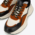 Damskie sneakersy z połyskującą wstawką brązowo-kremowe 96-D-952-5
