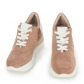 Damskie sneakersy zamszowe na koturnie w pasy zgaszony róż 95-D-654-P