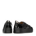 Damskie sneakersy ze skóry naturalnej w motyw panterki czarne 101-D-108-1