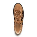 Damskie sneakersy ze skóry zamszowej w motyw panterki brązowe 101-D-108-4