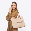 Veľká shopper kabelka s prvkami umelej kože béžovo-hnedá 100-4Y-401-9