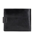 Duży portfel ze skóry naturalnej z zapięciem na napę czarny 21-1-216-L10