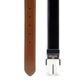 Dwustronny męski pasek ze skóry naturalnej z klasyczną metalową klamrą brązowo - czarny 102-8M-013-4