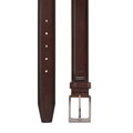 Elegancki pasek skórzany z geometryczną klamrą ciemny brąz 103-8M-106-4