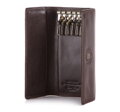 Etui na klucze skórzane z monogramem brązowe 39-2-098-3
