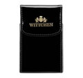 Etui na wizytówki ze skóry lakierowanej pionowe czarne 25-2-151-1