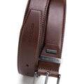 Klasyczny męski pasek ze skóry naturalnej ciemny brąz 102-8M-110-4