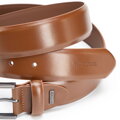 Klasyczny męski pasek ze skóry naturalnej z metalową klamrą brązowy 102-8M-015-1