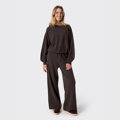 Komplet dresowy z wełny oversize z szerokimi spodniami ciemny brąz 29-99-008-4