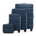 Komplet walizek z ABS - u w poziome pasy granatowy 56-3A-10K-90