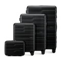 Komplet walizek z polikarbonu w poziome pasy czarny 56-3P-58K-10