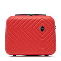 Kosmetyczka podróżna z ABS-u z geometrycznym tłoczeniem czerwona 56-3A-754-30
