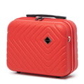 Kosmetyczka podróżna z ABS-u z geometrycznym tłoczeniem czerwona 56-3A-754-30