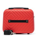 Kosmetyczka podróżna z ABS-u z geometrycznym tłoczeniem czerwona 56-3A-754-30