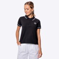 Koszulka polo damska bawełniana z lamówkami czarno - biała D0-99-102-1