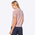 Koszulka polo damska bawełniana z lamówkami różowo - biała D0-99-102-P