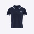 Koszulka polo damska bawełniana z lamówkami granatowo - biała D0-99-102-N