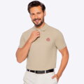 Koszulka polo męska bawełniana z kolorowym logo beżowa M0-99-101-9